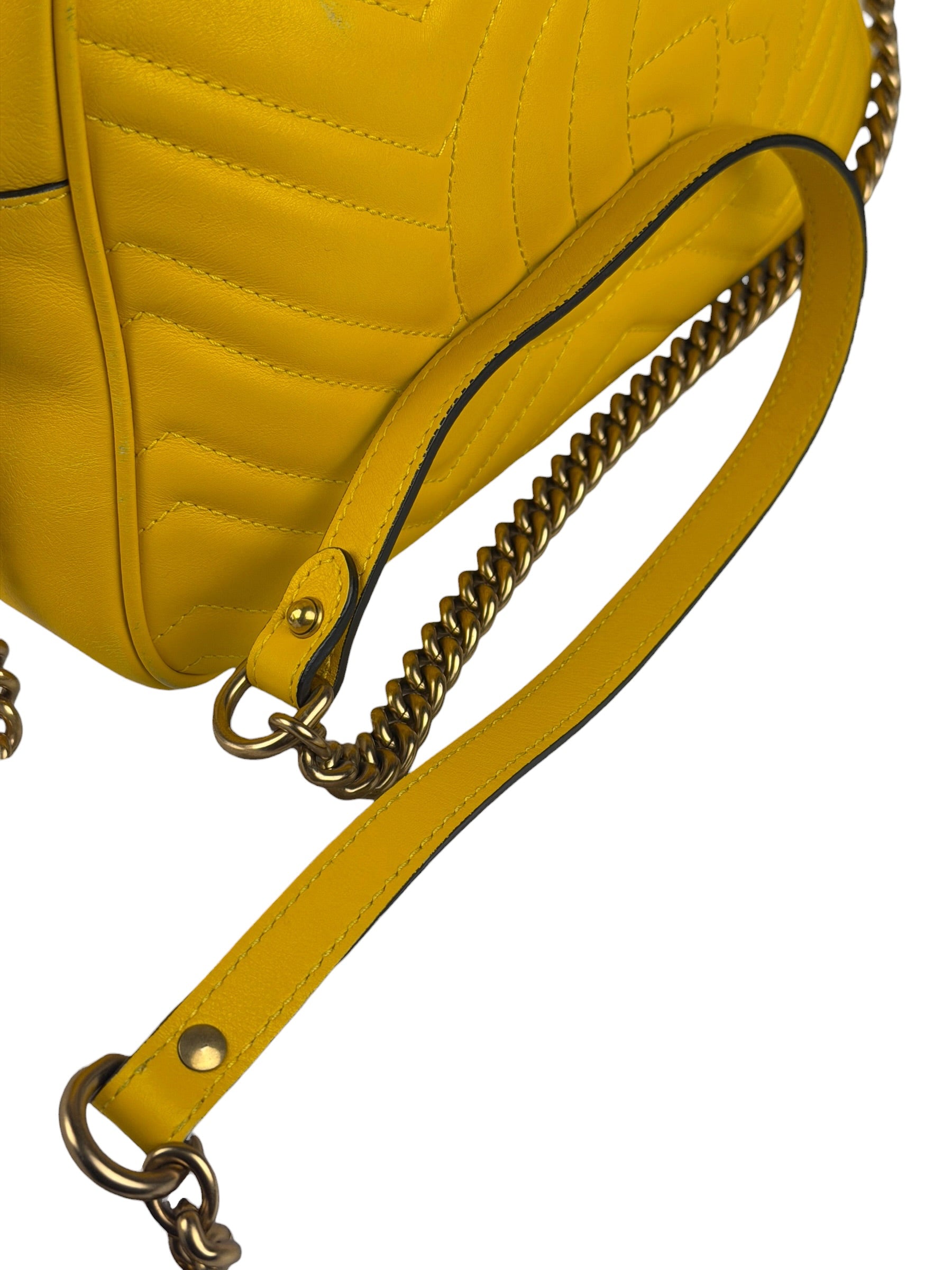 Gucci Bright Yellow GG Marmont Matelasse Shoulder Camera Bag