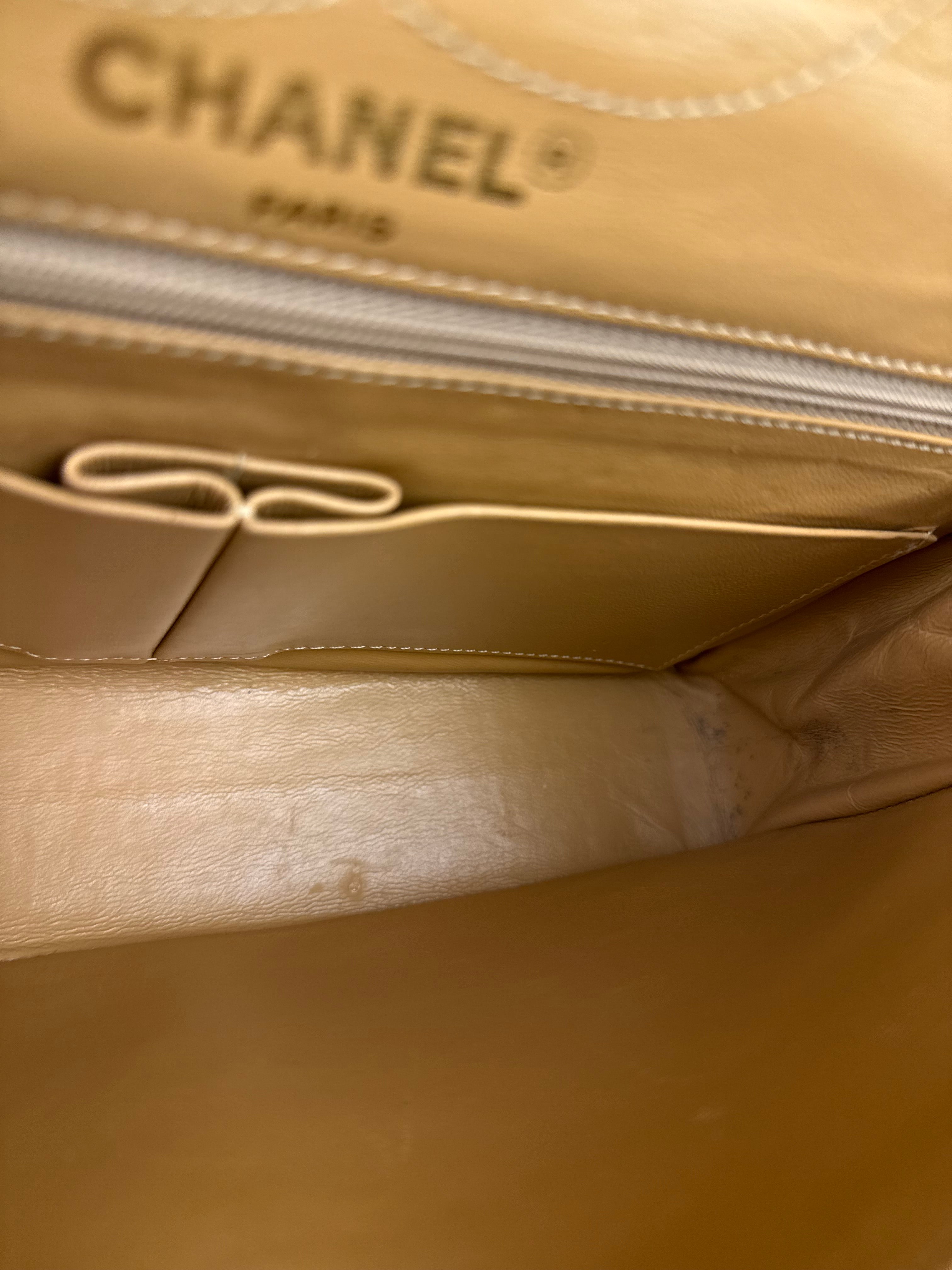Chanel Beige Quilted Leather Two-Toned Double Flap Bag '94-'96