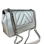 Chanel 2017 Mademoiselle Silver Chevron Single Flap