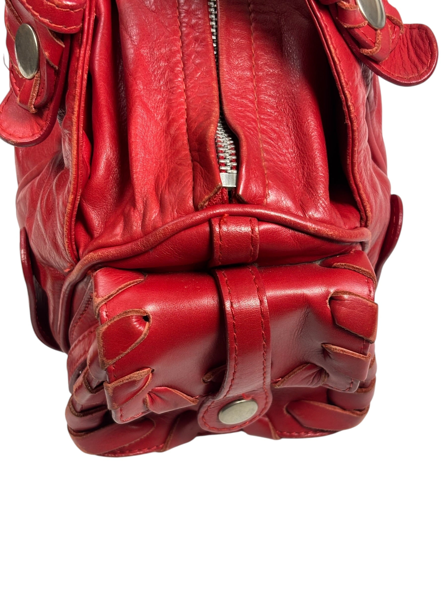 Chloe Red Leather Silverado Shoulder Bag