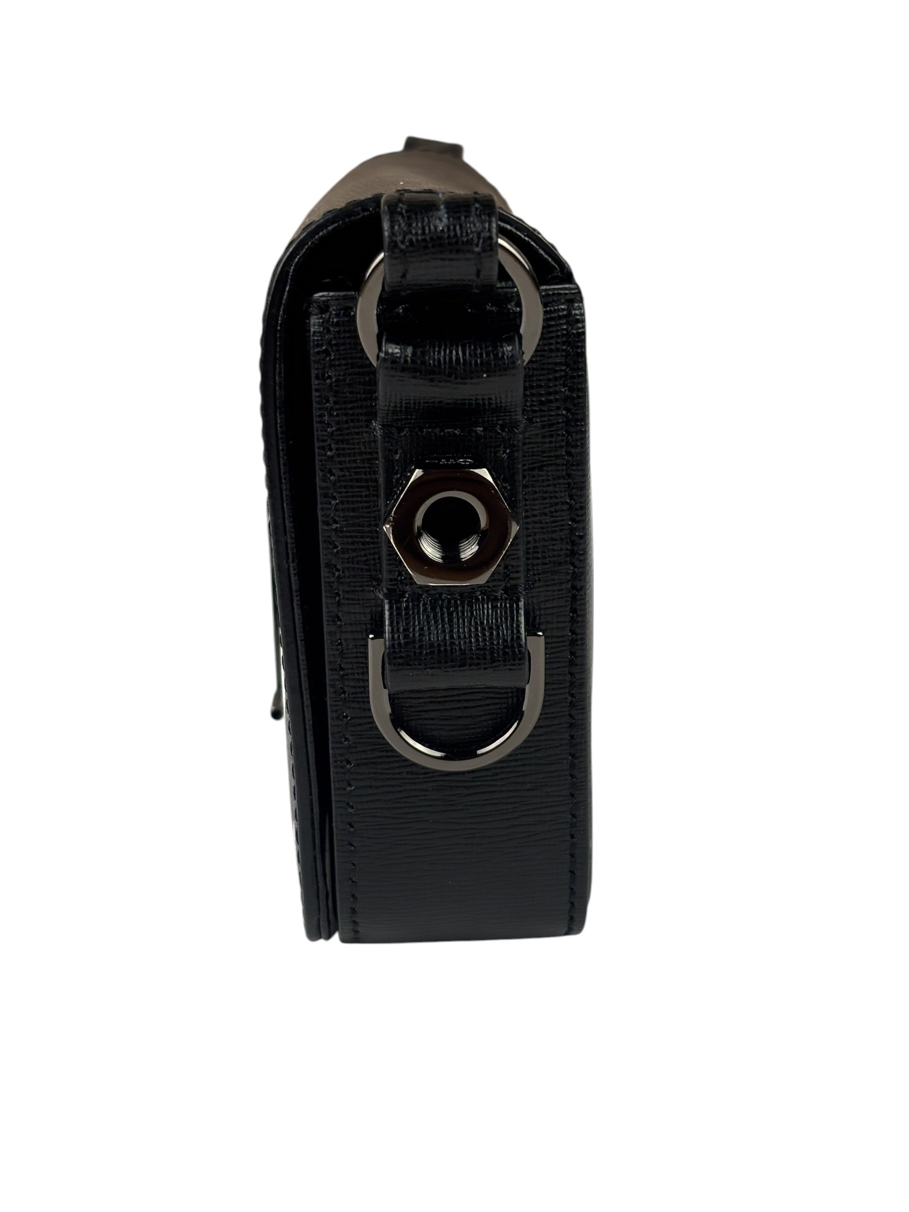 Off-White Black/White Leather Binder Clip Crossbody Bag