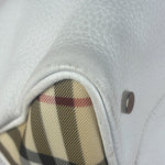 Burberry White Pebbled Leather Shoulder Bag