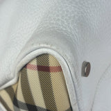 Burberry White Pebbled Leather Shoulder Bag