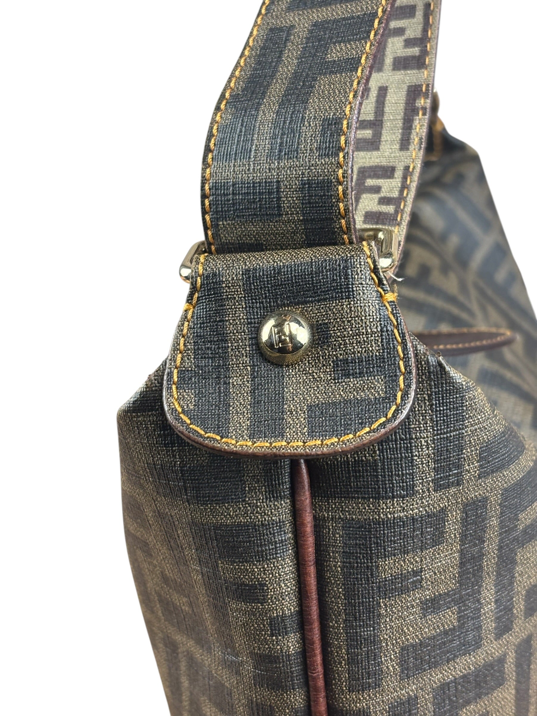 Fendi Vintage Two-Tone Leather Zucchino Messenger/Shoulder Bag