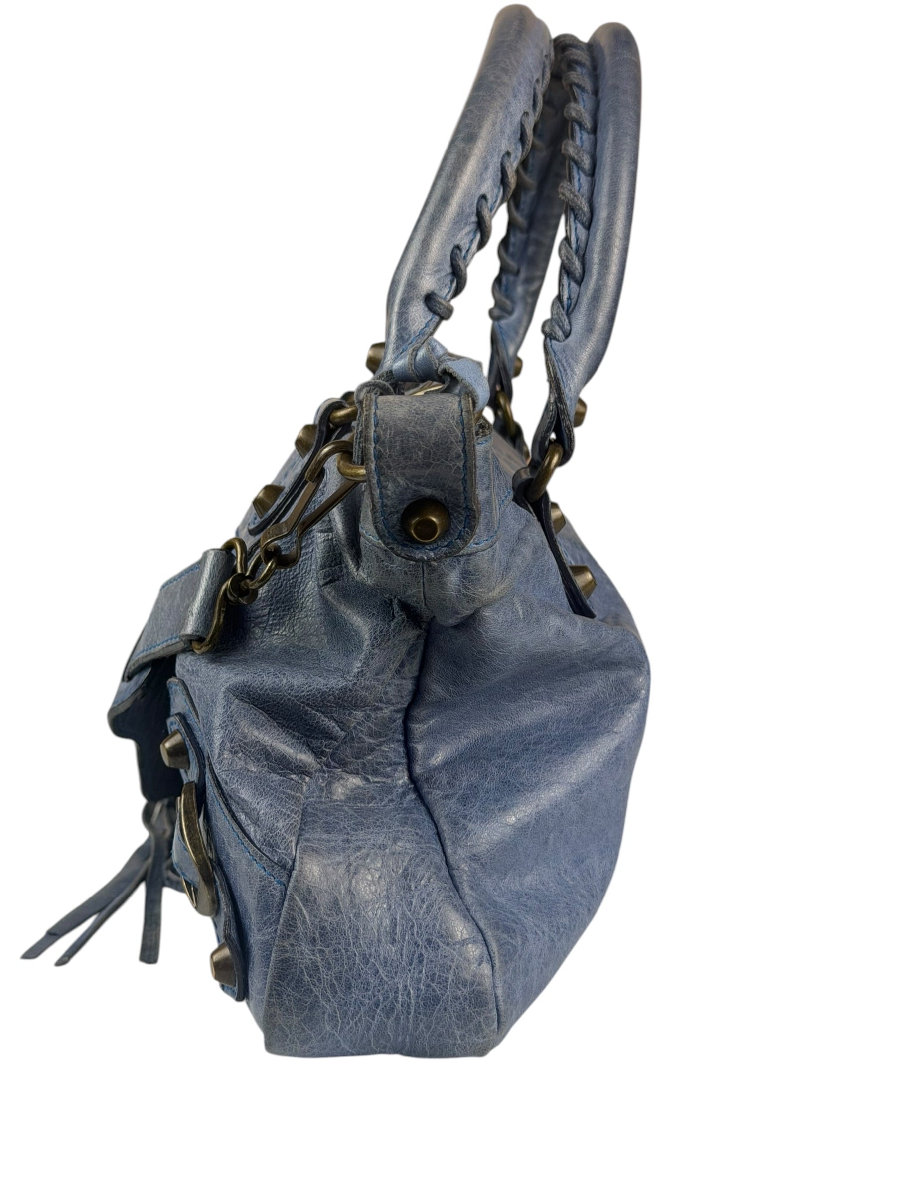 Balenciaga Blue Leather Two-Way First City Bag