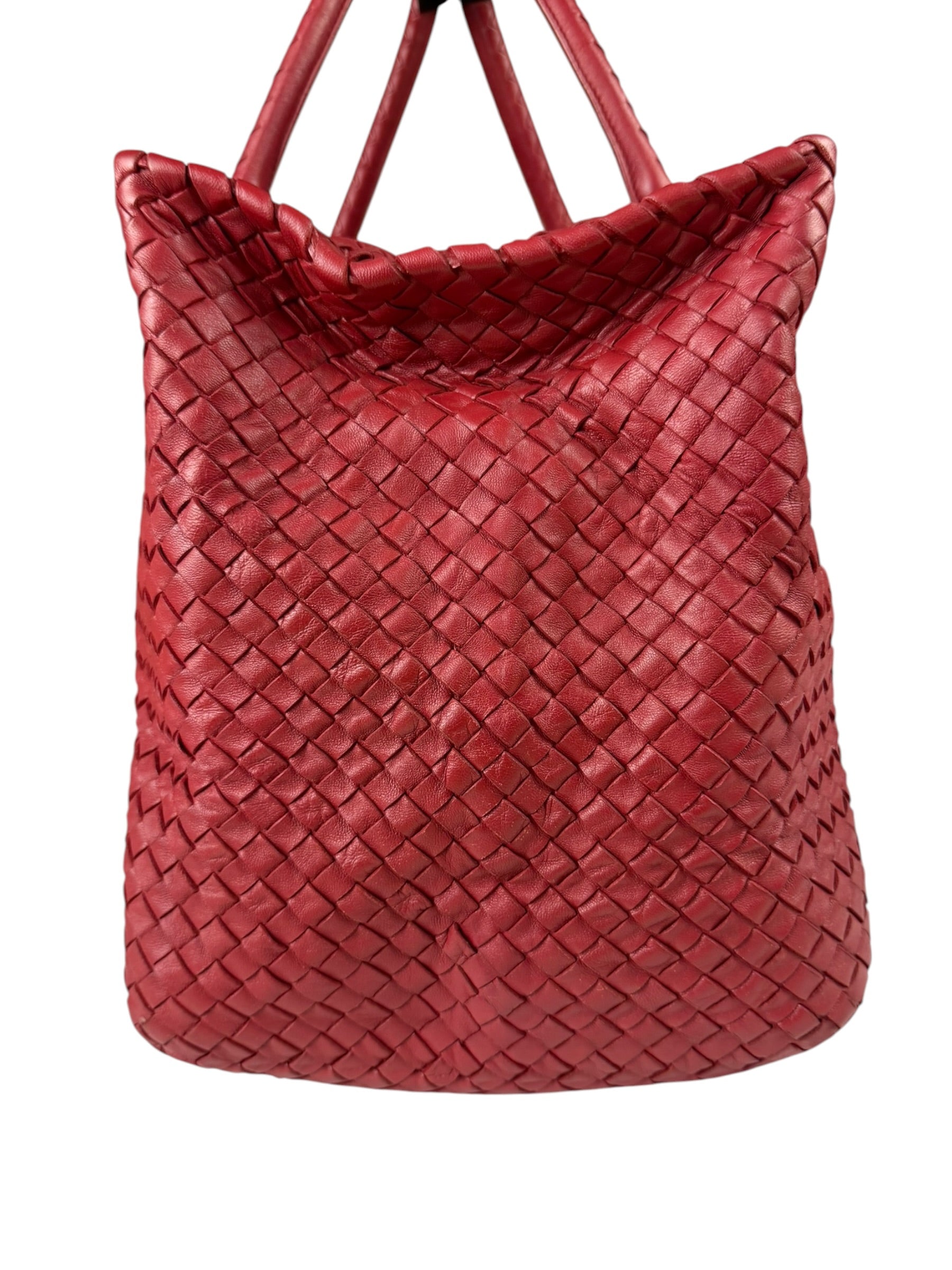 Bottega Veneta Red Intrecciato Montaigne Bag