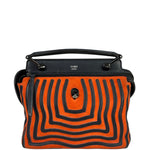 Fendi Navy/Red Leather Trim/Suede Dotcom Striped Two-Way Bag