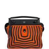 Fendi Navy/Red Leather Trim/Suede Dotcom Striped Two-Way Bag