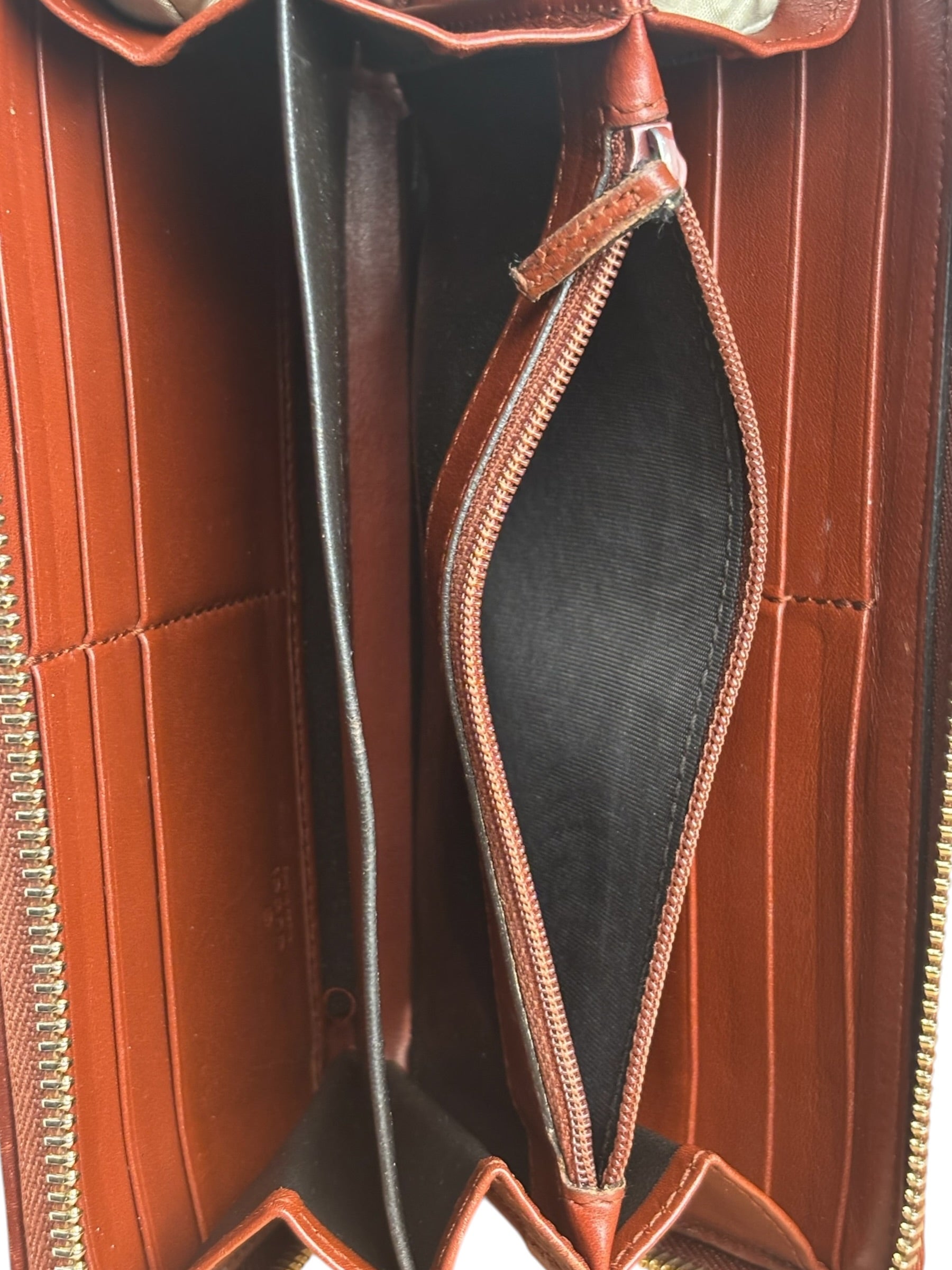 Gucci Burgundy Marmont Leather Guccissima Zip Long Wallet