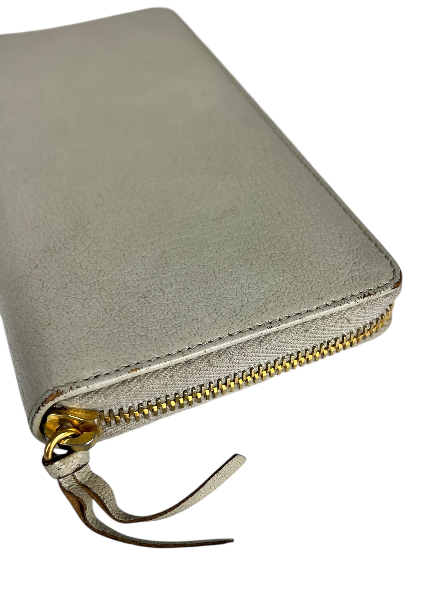 Balenciaga Grey Leather Moto Long Wallet