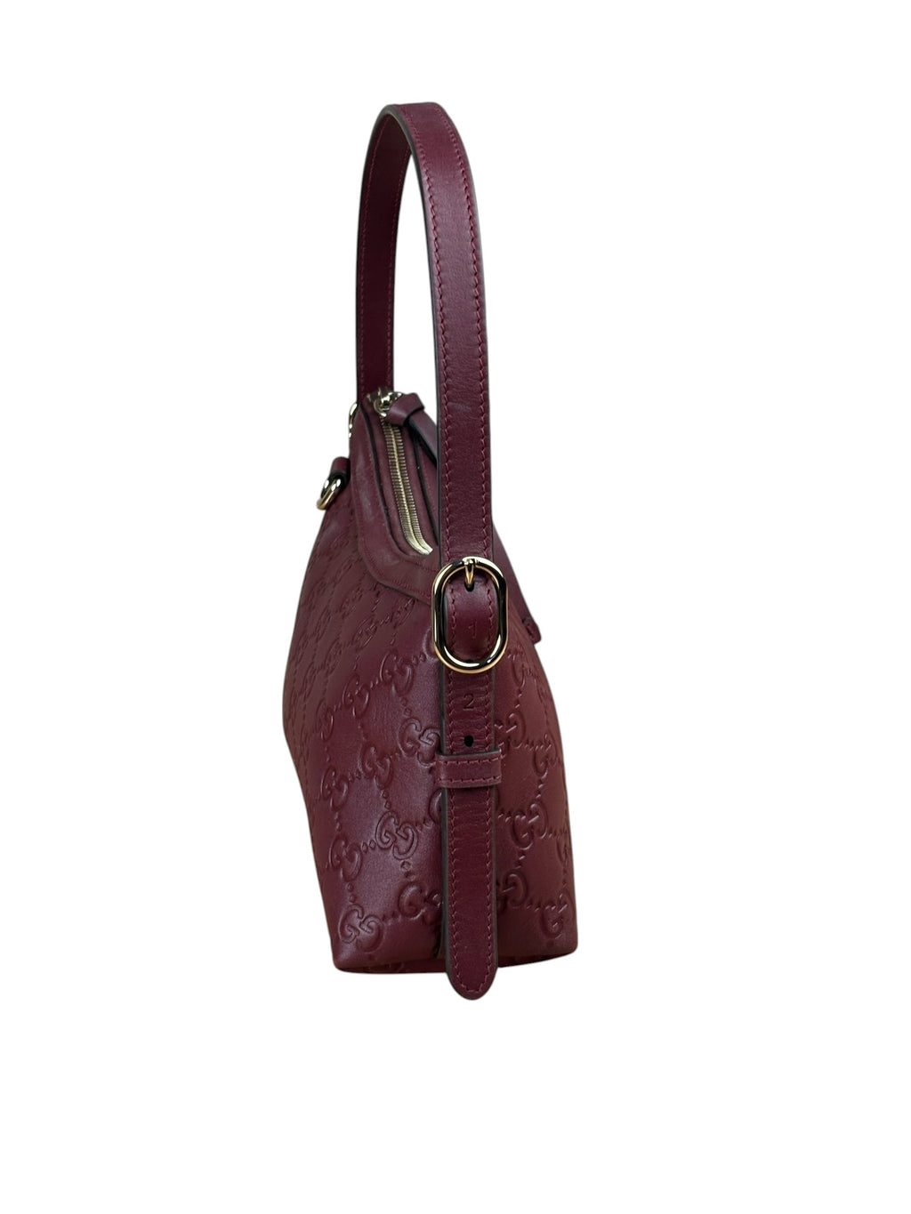 Gucci GG Emblem Red Leather Shoulder Bag