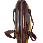 Prada Vintage Yellow/Burgundy Patent Leather Bowler Shoulder Bag