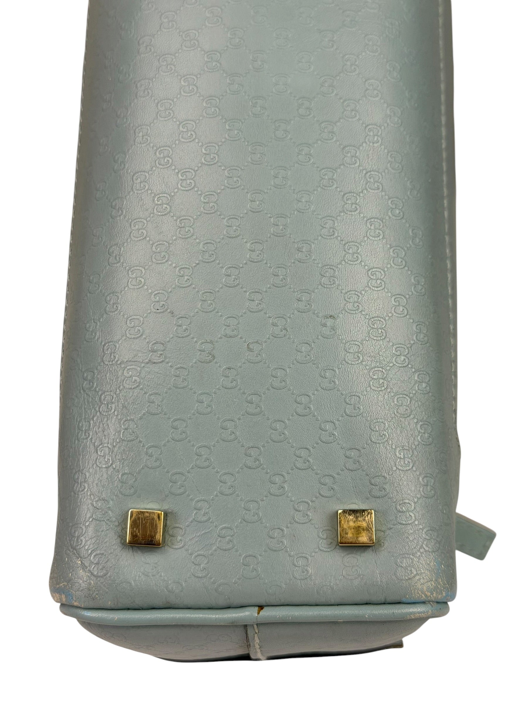 Gucci Blue Leather Micro GG Bowler Bag