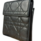 Christian Dior Black Leather Quilted Compact Wallet