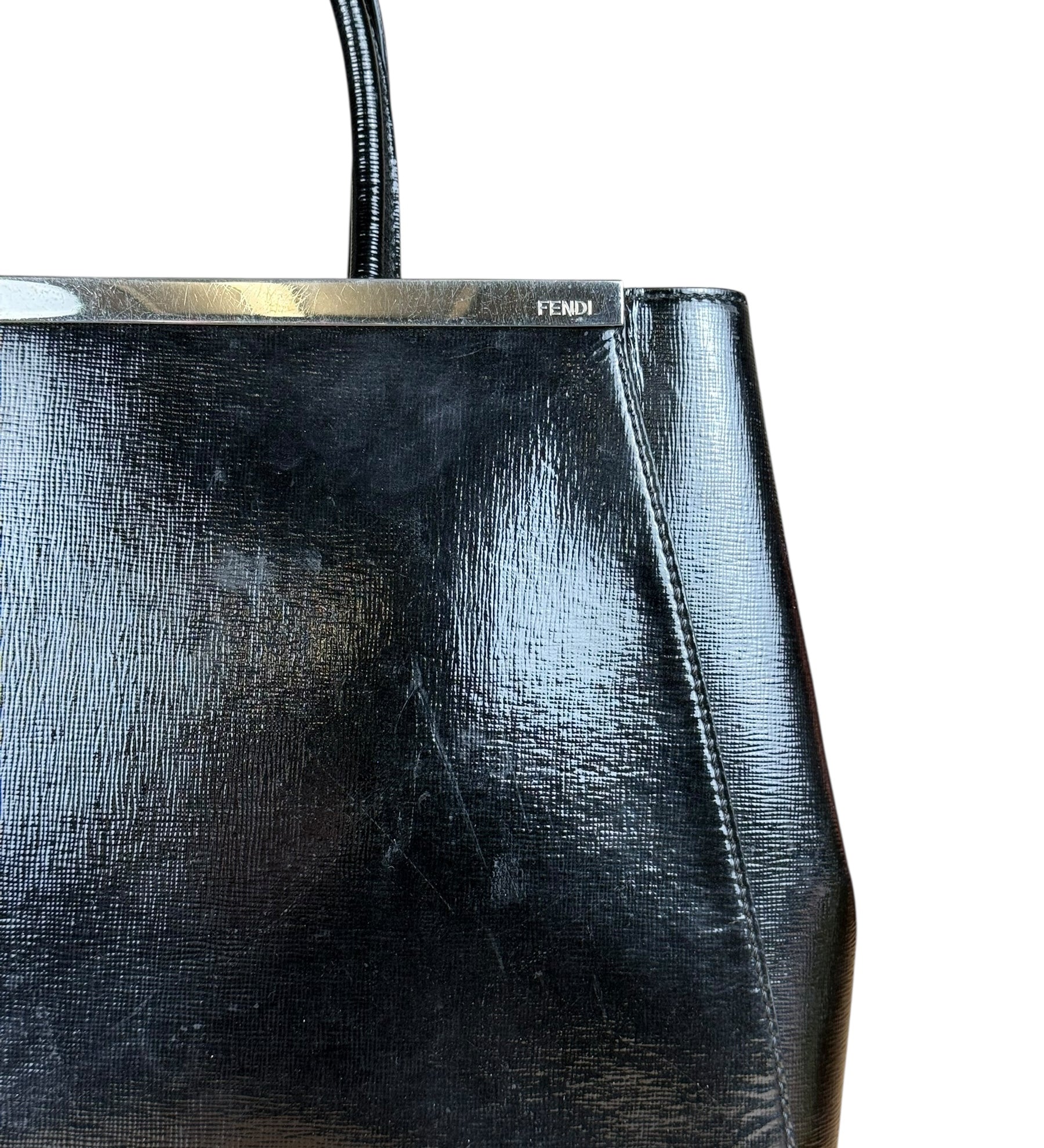 Fendi Black Patent Leather 2Jours Handbag