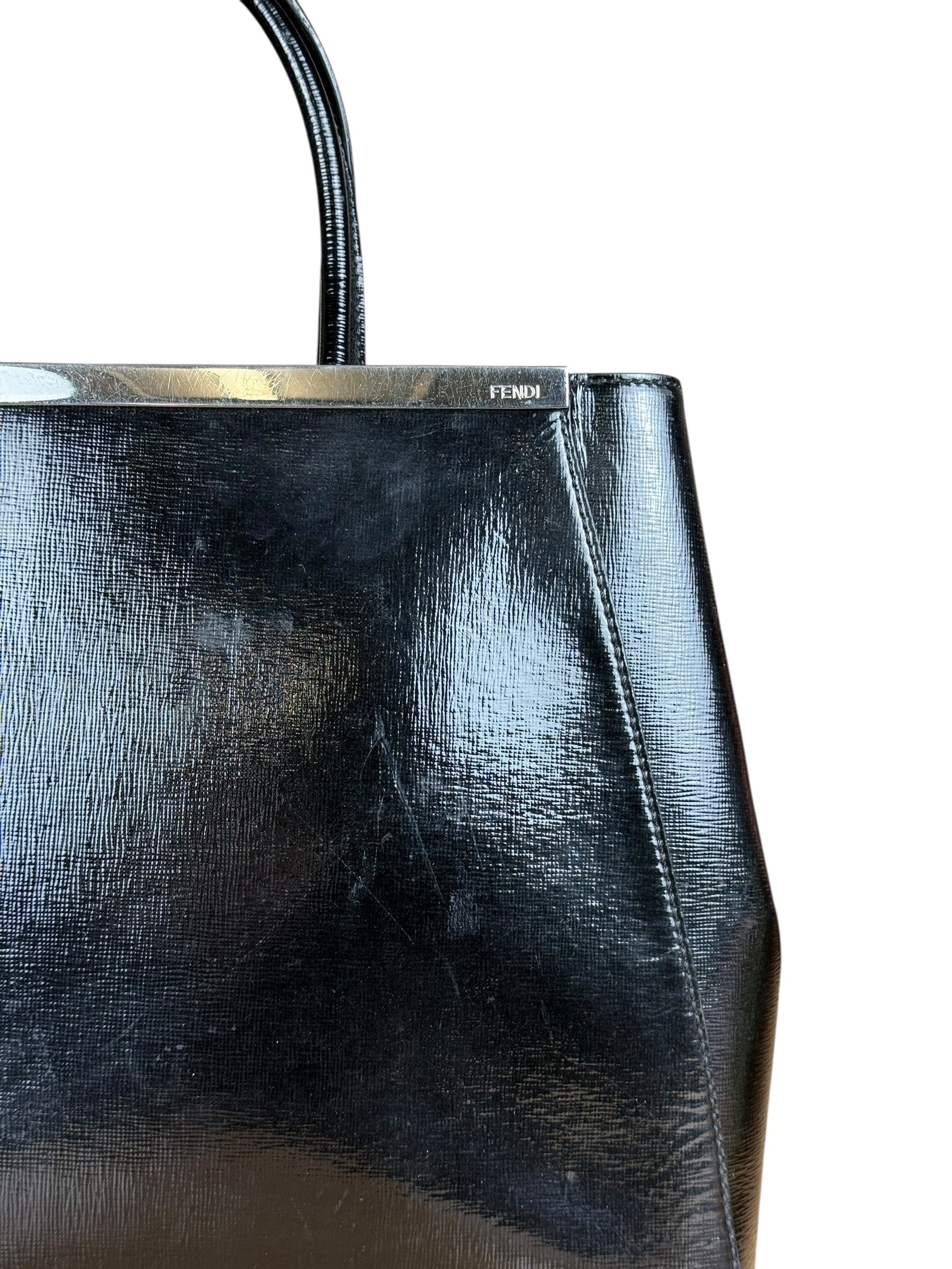 Fendi Black Patent Leather 2Jours Handbag