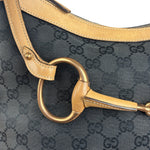 Gucci Vintage Black GG Horsebit Shoulder Bag