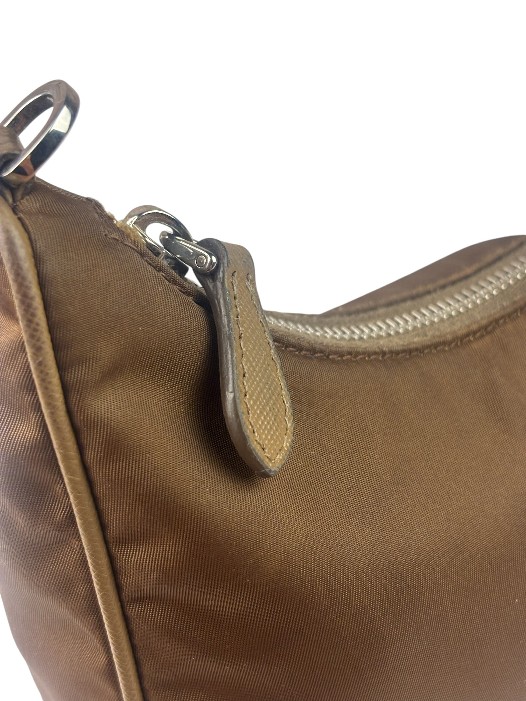 Prada Brown Nylon Pochette Shoulder Bag