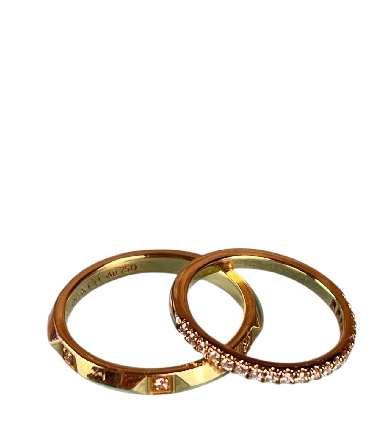 Tiffany & Co His & Hers Rings 18k Gold w/ Diamonds