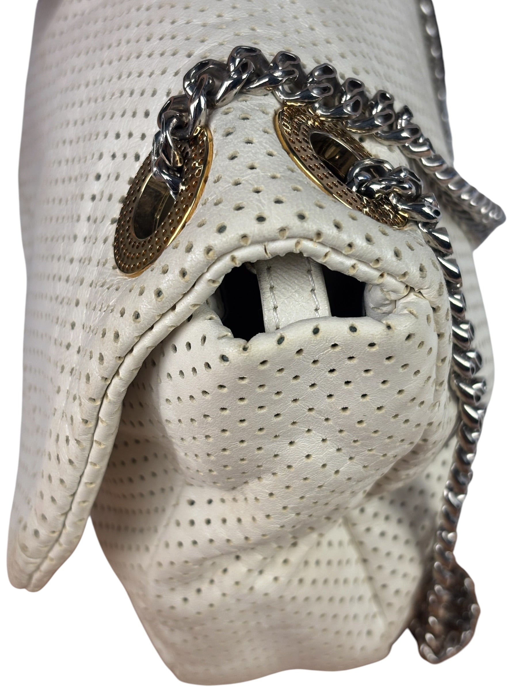 Chanel Ivory Perforated Drill Two-Tone Mademoiselle Flap Bag 2006