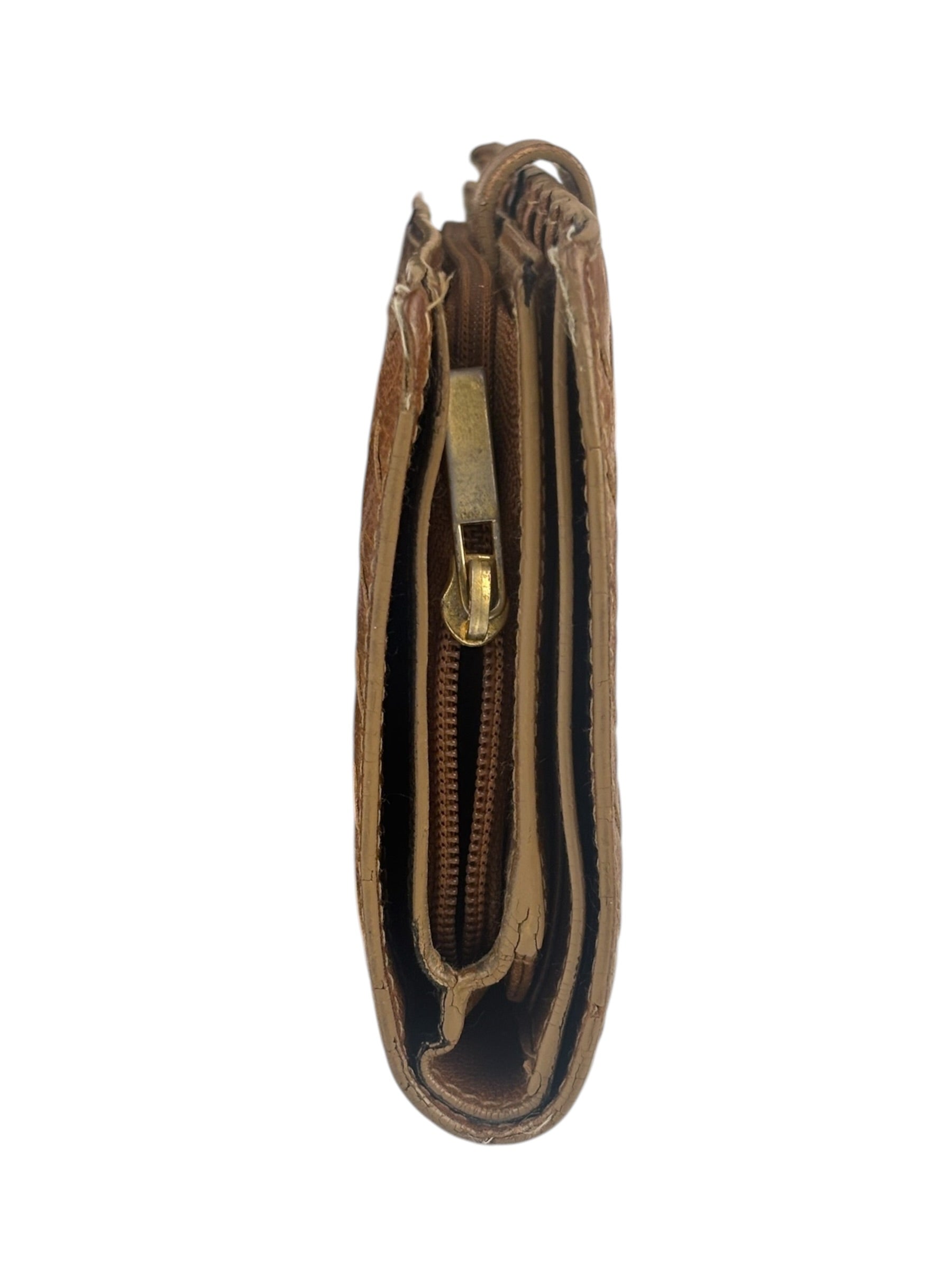 Bottega Veneta Vintage Brown Leather Woven Intrecciato Wallet
