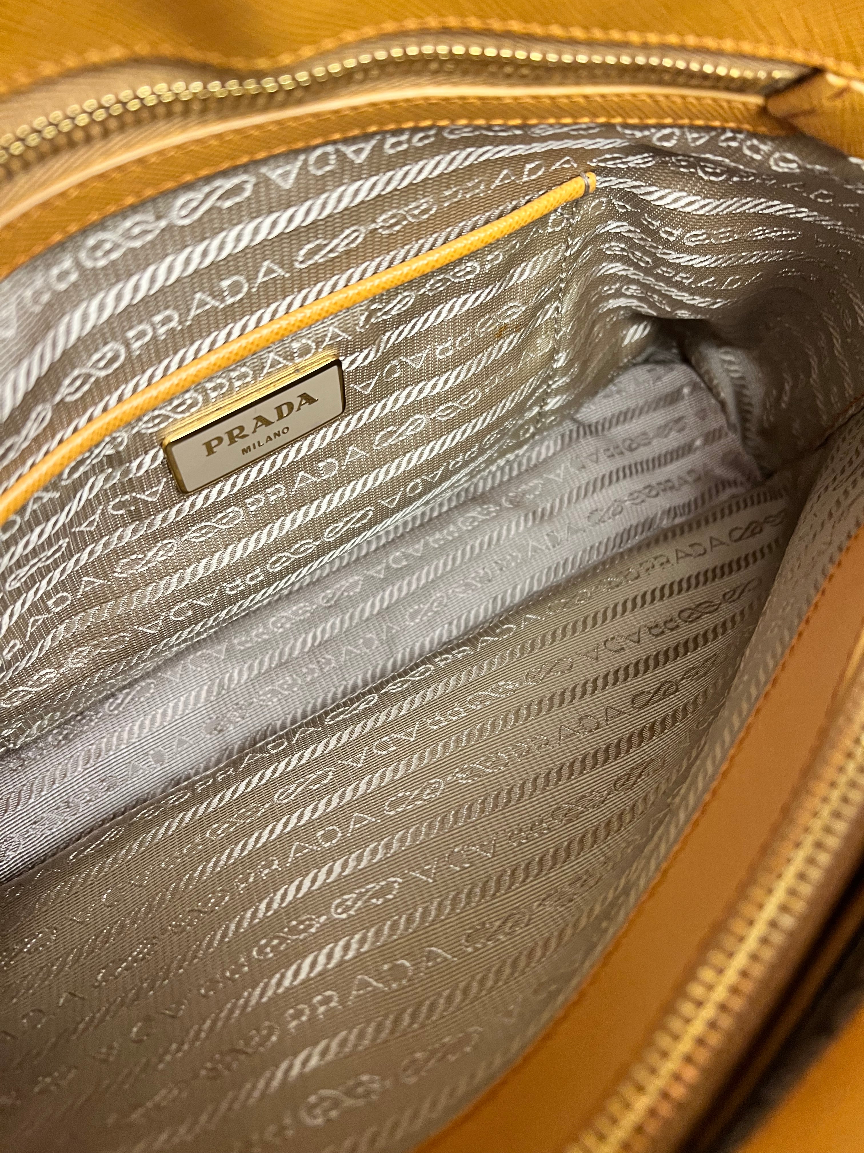 Prada Saffiano Promenade Handbag Mustard