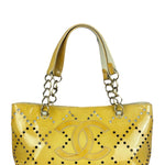 Chanel Vintage Yellow Patent Leather Perforated Tote Bag 1987