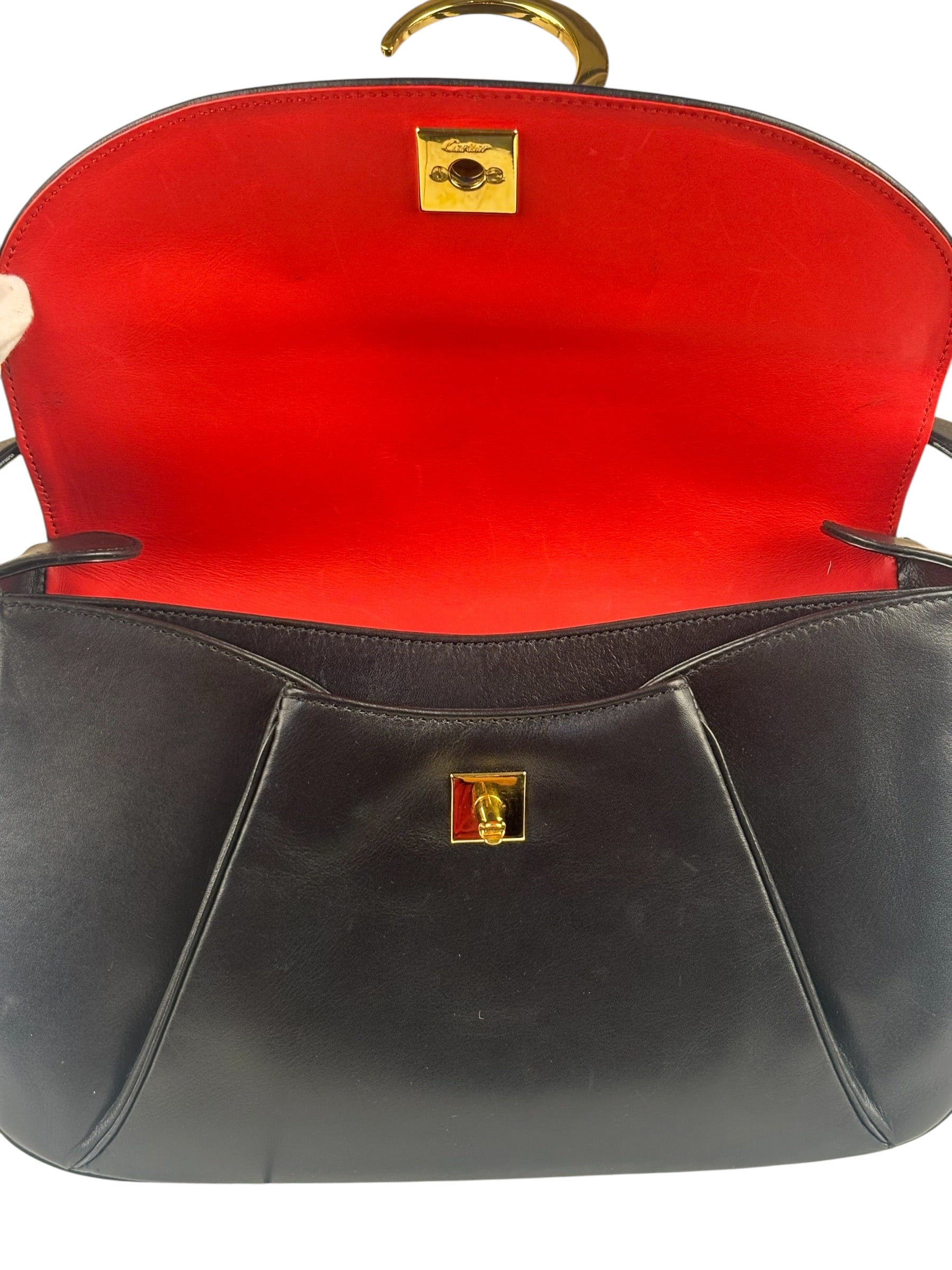 Cartier Must De Vintage Black Panthere Shoulder Bag