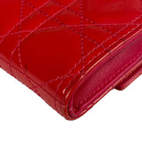 Christian Dior Cannage Red Patent Leather Wallet On Chain