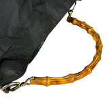 Gucci Vintage Black Canvas Bamboo Handle Bag