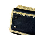 Chanel Black Leather Raffia Fringe CC Flap Shoulder Bag 2009