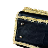 Chanel Black Leather Raffia Fringe CC Flap Shoulder Bag 2009