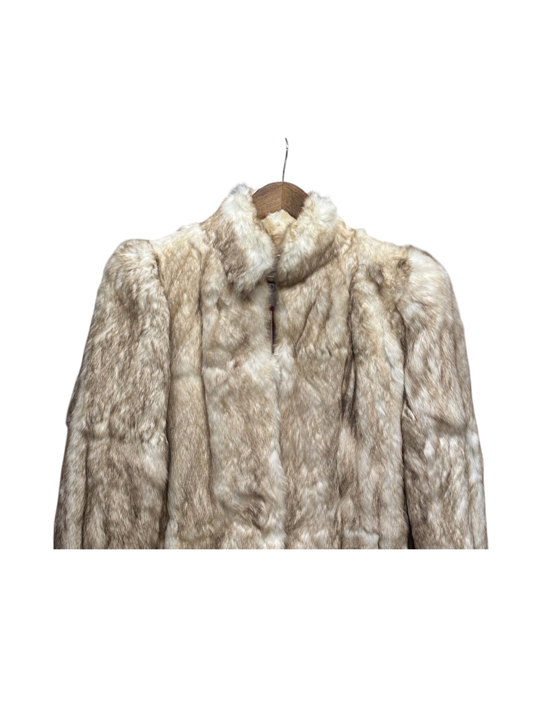 Imagnin Vintage Beige/Cream Rabbit Fur Coat
