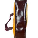 Prada Vintage Yellow/Burgundy Patent Leather Bowler Shoulder Bag