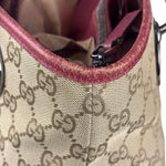 Gucci Vintage GG Canvas Pink Trim Shoulder Bag