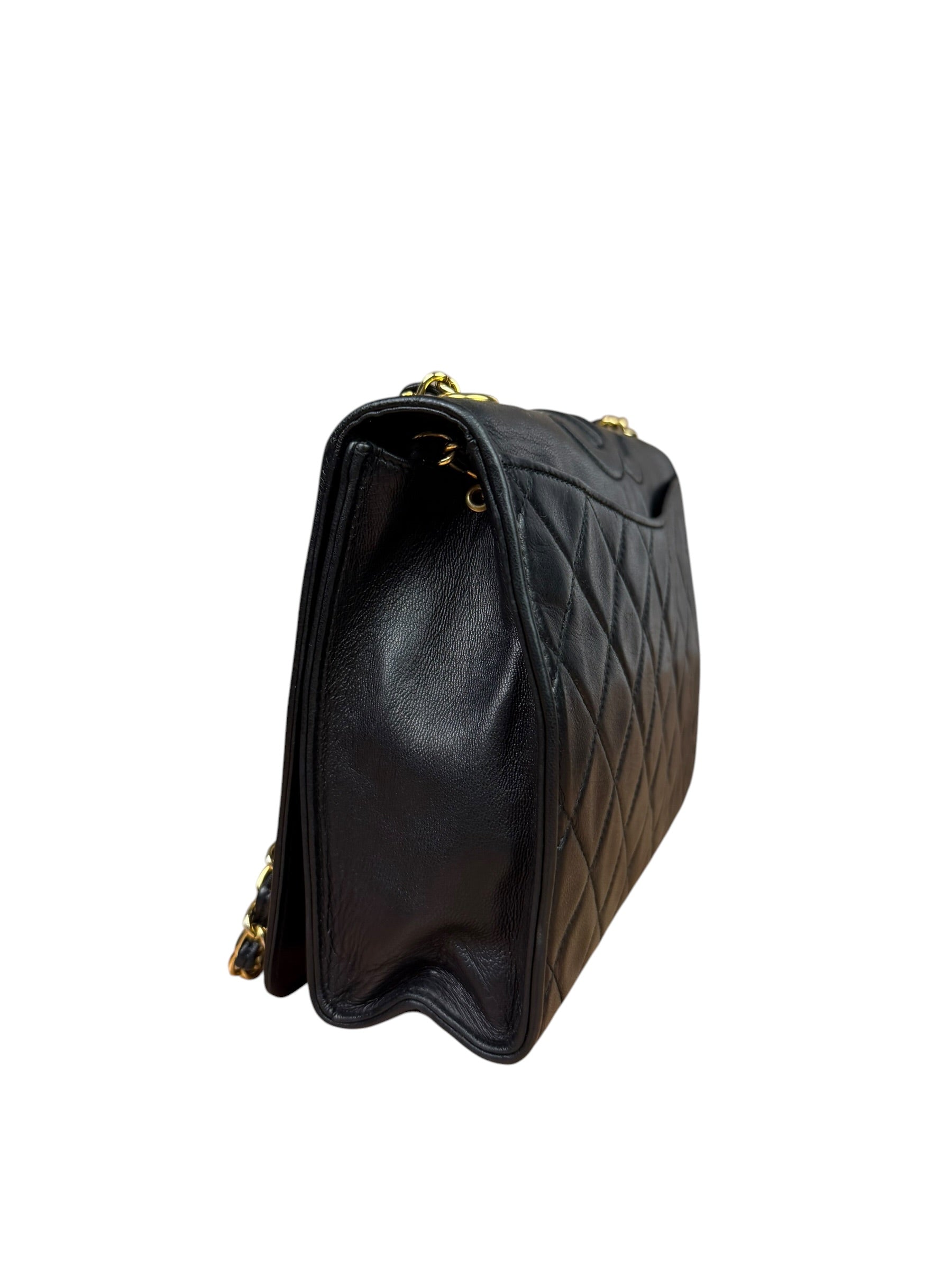 Chanel Black Diamond Stitch CC Timeless Chain Flap Bag '89-'91