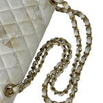 Chanel White Denim/Leather Trim Greek Collection Flower Double Flap Bag 2018