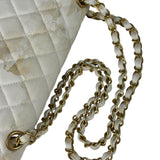 Chanel White Denim/Leather Trim Greek Collection Flower Double Flap Bag 2018