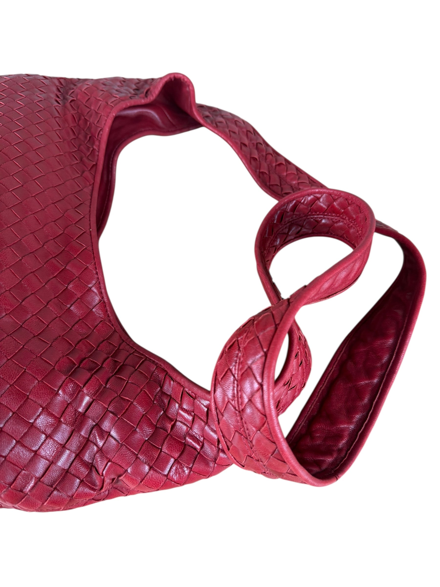 Bottega Veneta Vintage Red Intrecciato Hobo Bag