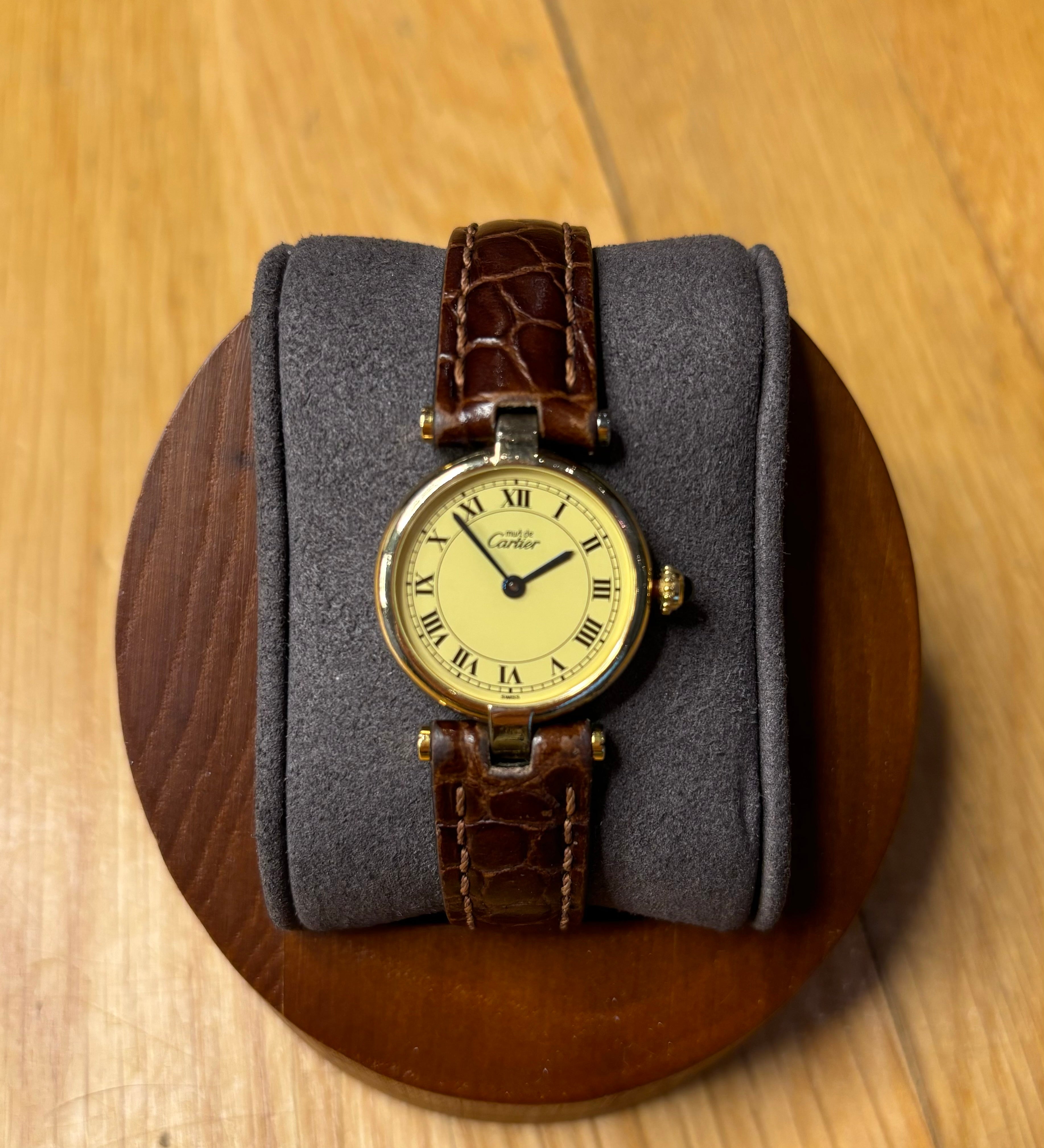 Cartier Must De Vendome Brown Leather Strap