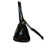 Prada Black Patent Leather Bonnie Medium Two-Way Bag