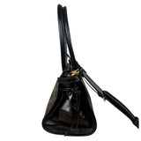 Prada Black Patent Leather Bonnie Medium Two-Way Bag