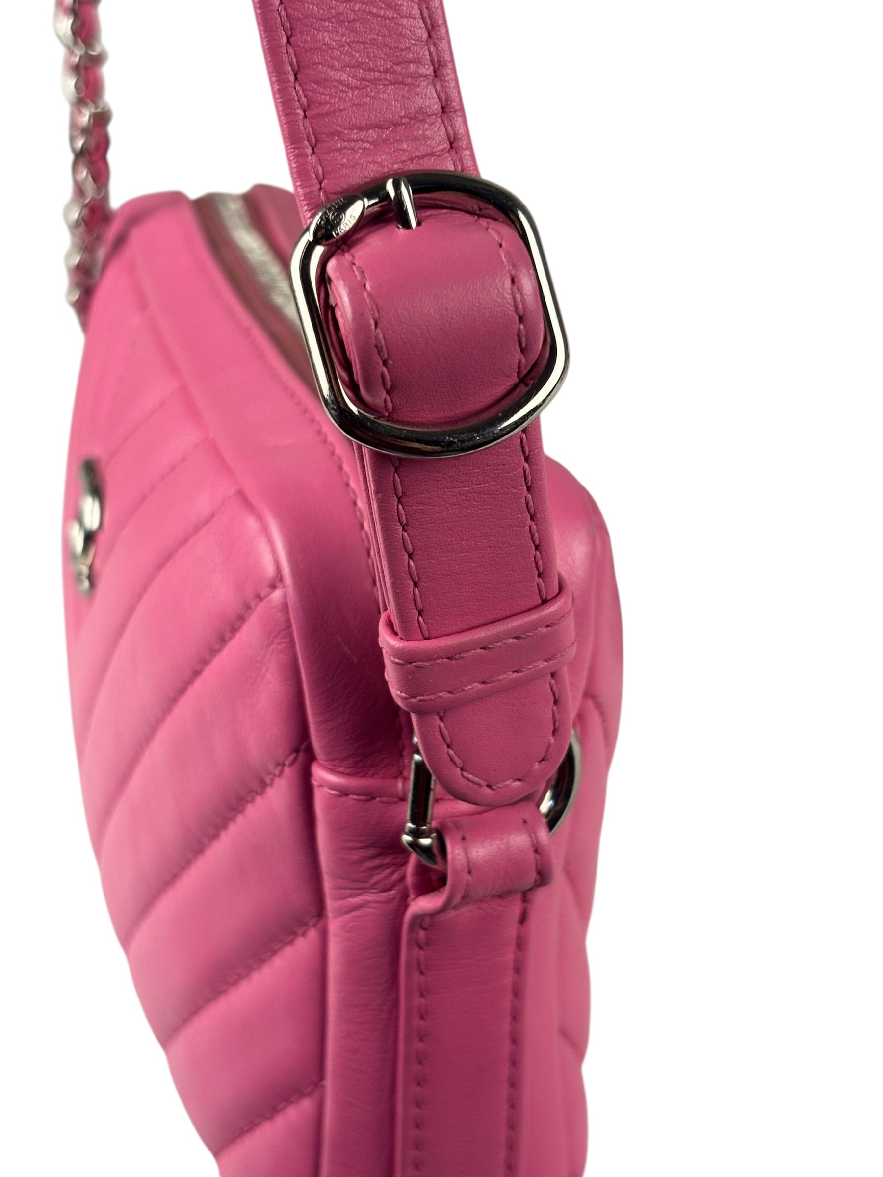 Chanel Pink Chevron Leather Promenade Chain Shoulder Bag 2018