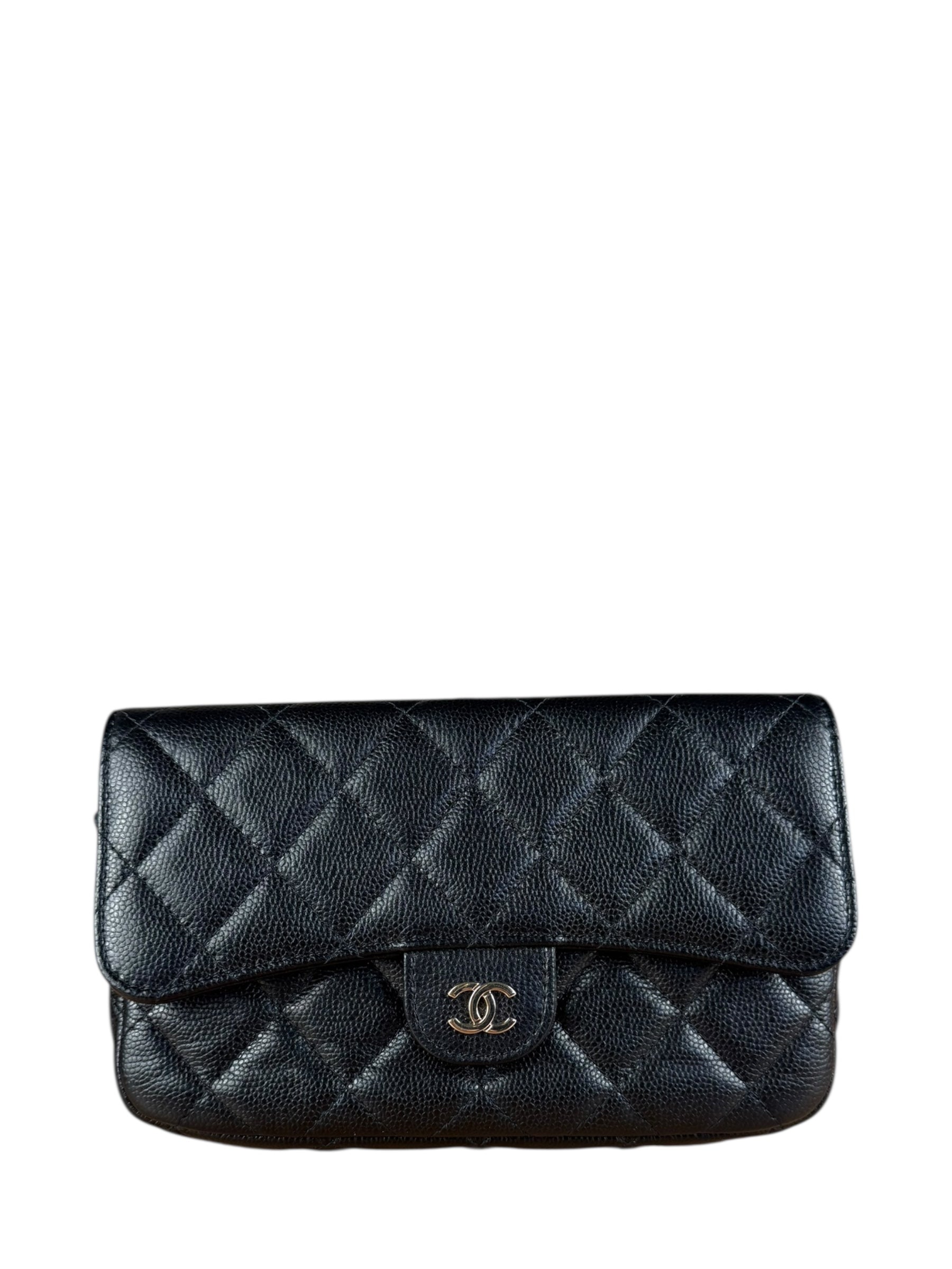 Chanel Black Quilted Flap Phone Chain Handbag