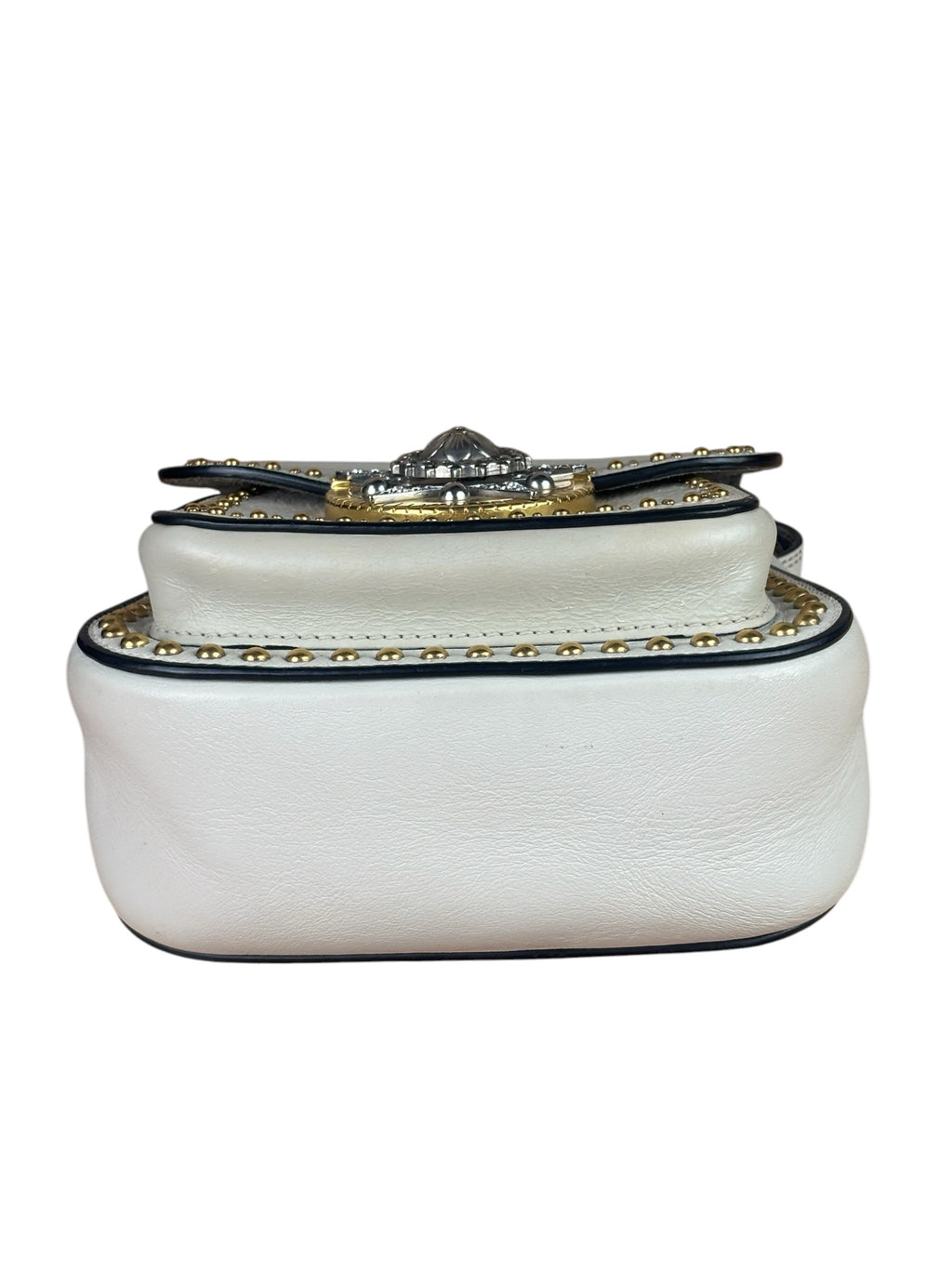 Miu Miu Cream Leather Dahlia Jewel Star Crossbody