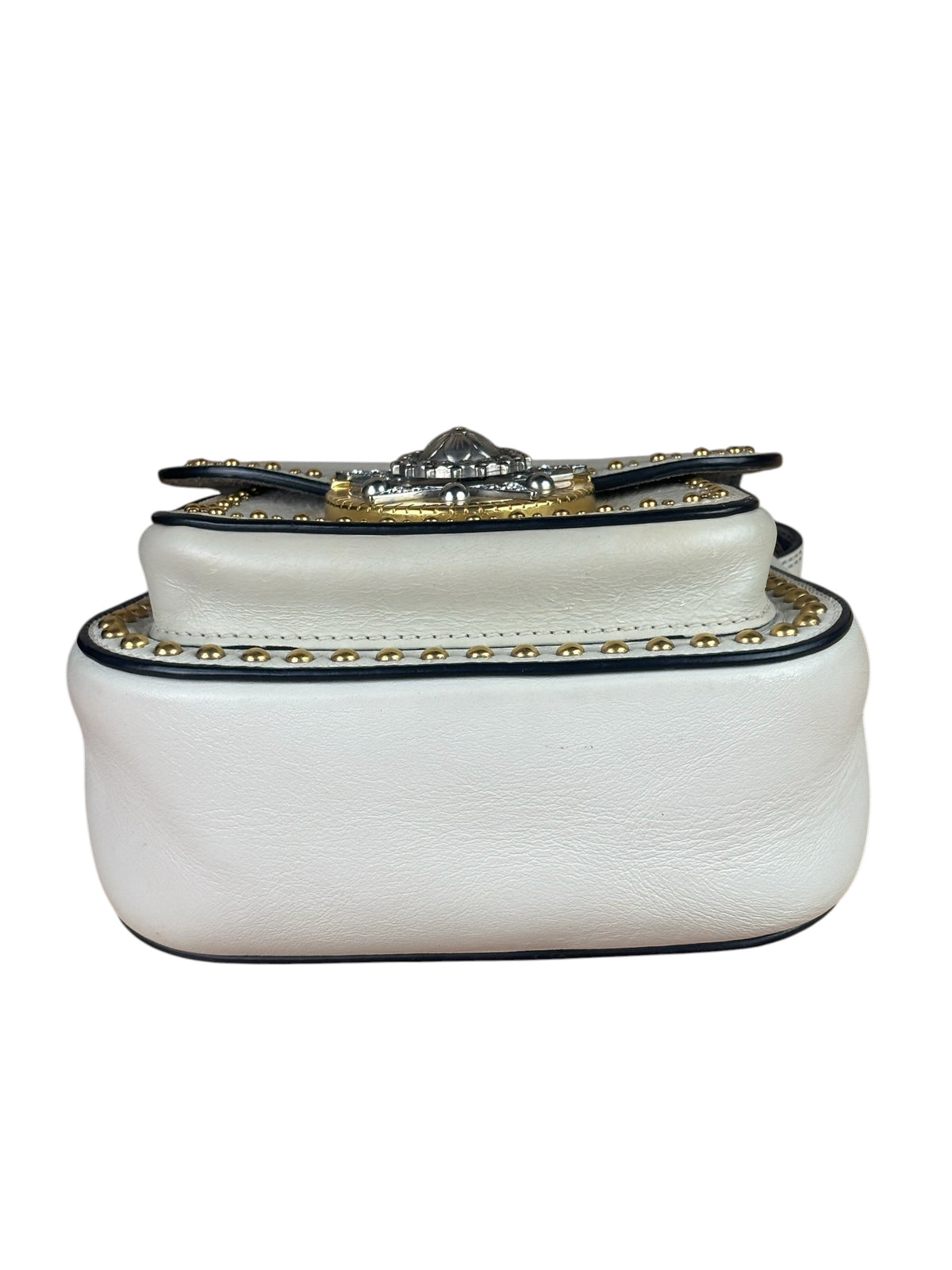 Miu Miu Cream Leather Dahlia Jewel Star Crossbody