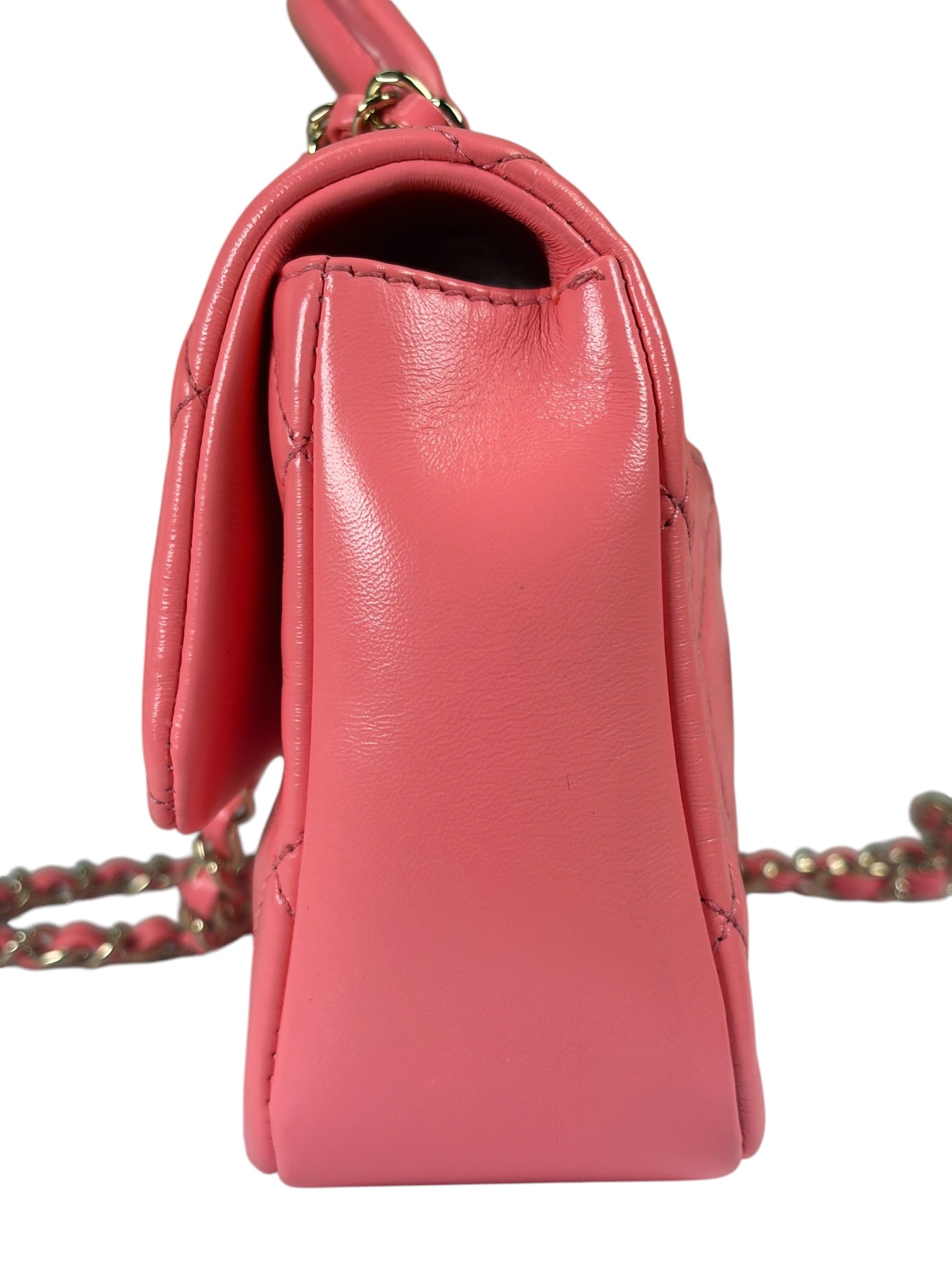 Chanel Pink Quilted Lambskin Two-Way Bag 2021
