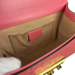 Gucci GG Pink Embossed Leather Small Padlock Chain Bag