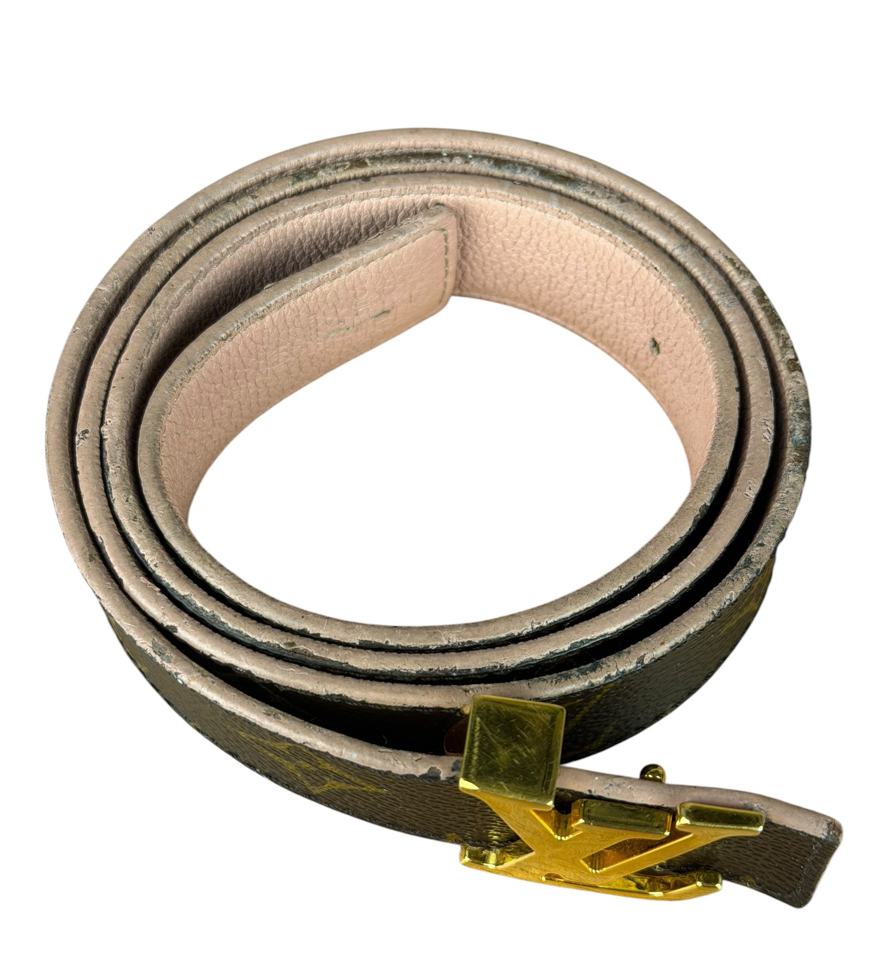 Louis Vuitton Peach/Monogram LV Initiales 30MM Reversible Belt