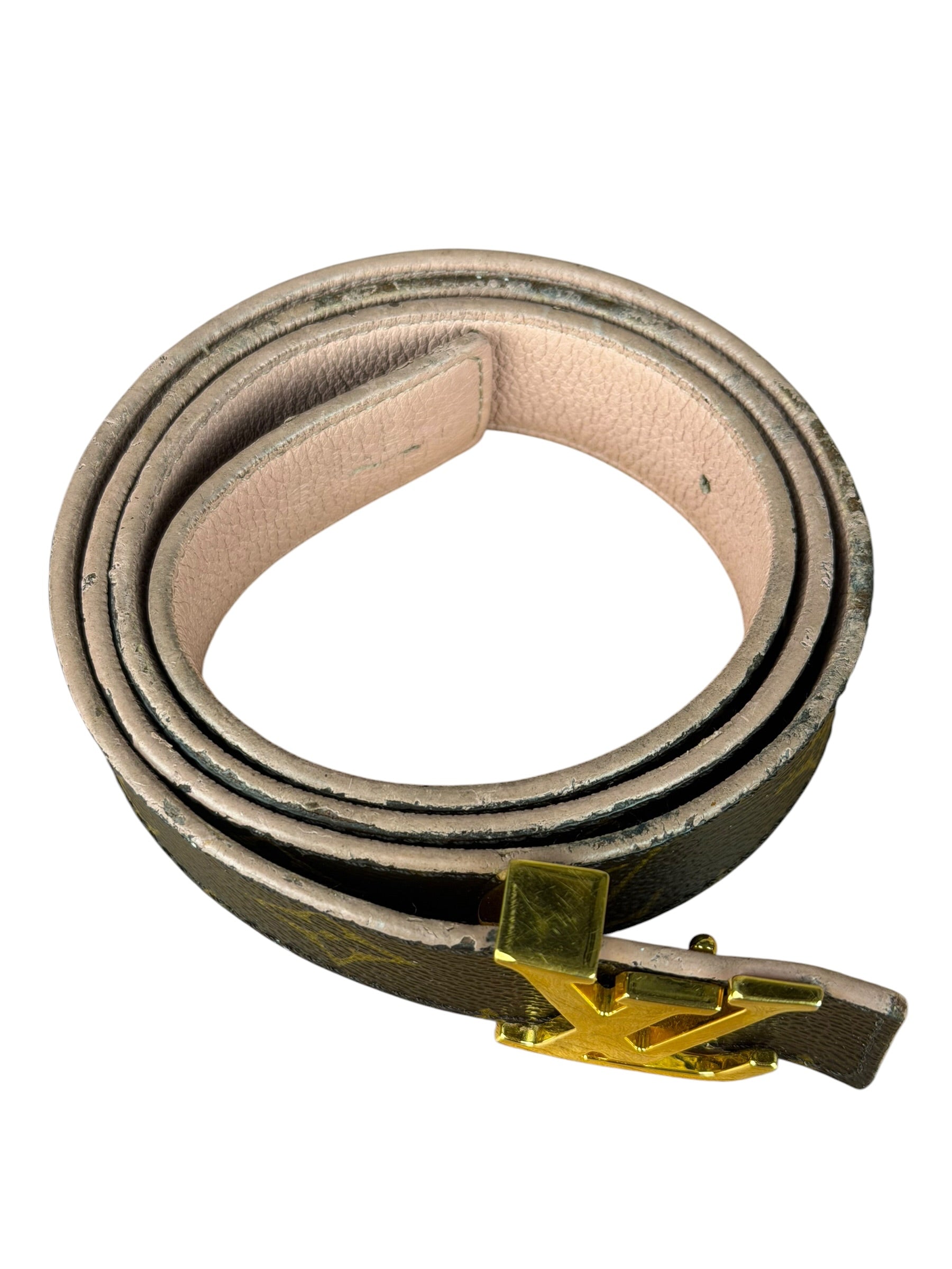 Louis Vuitton Peach/Monogram LV Initiales 30MM Reversible Belt